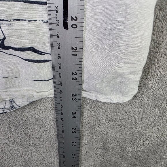 Womens Chico's White & Blue Hawaiian Linen Blend Shirt Button Up Rolled Sleeve 1 - Picture 7 of 8